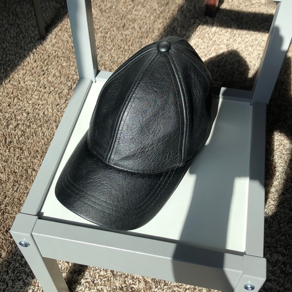Faux leather baseball hat